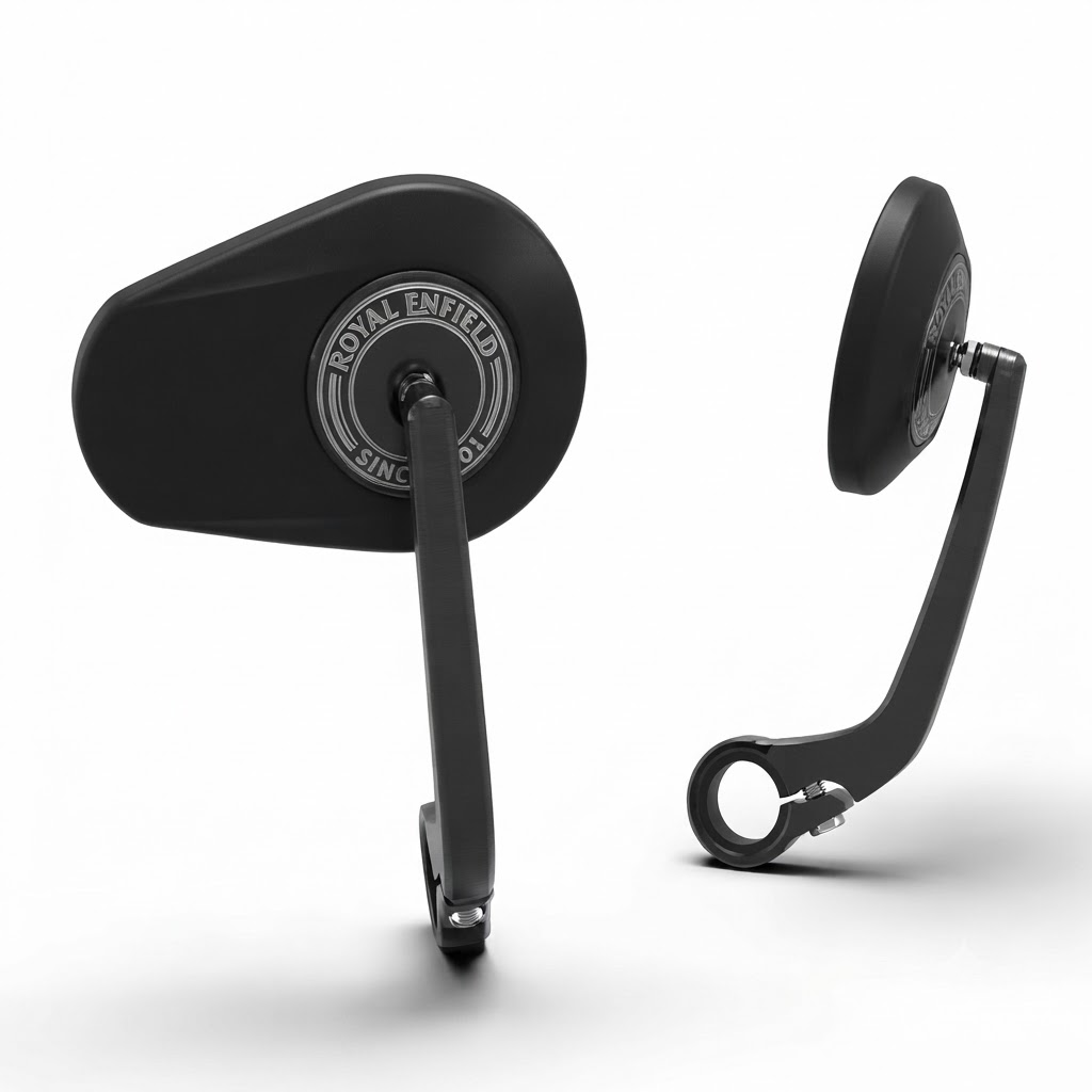 Black tappered bar end mirrors for Royal Enfield Meteor 350