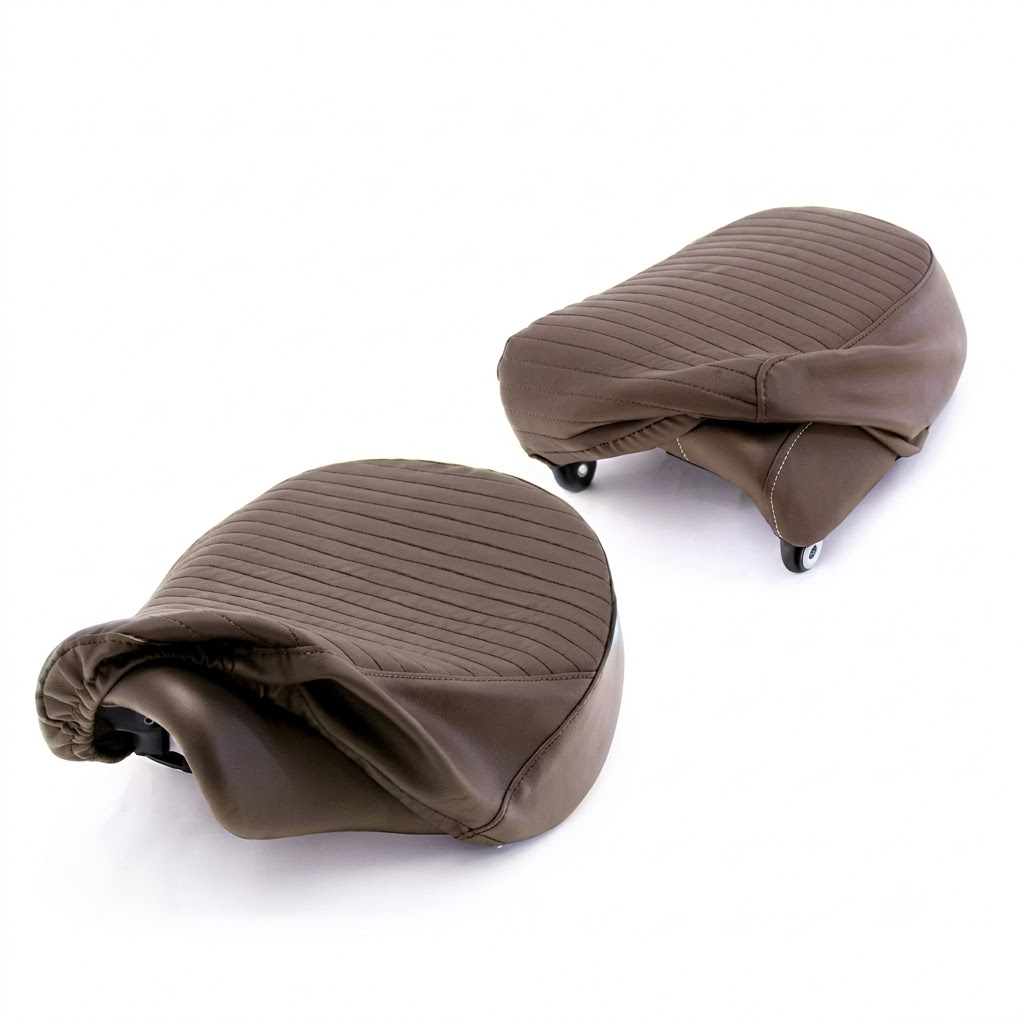 Brown Pleated Seat Cover for Royal Enfield Meteor 350