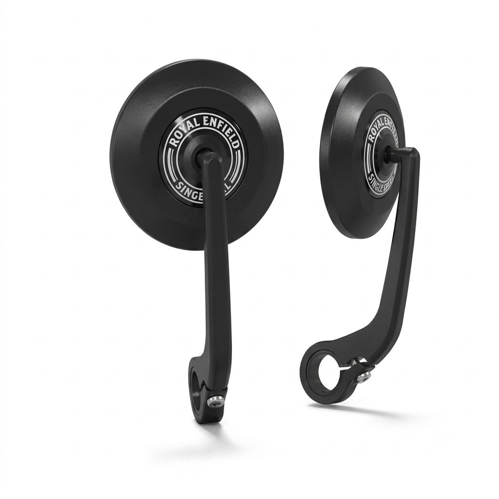 Black round bar end mirrors for Royal Enfield NEW BULLET 350