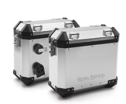 Silver Adventure Panniers for Royal Enfield Scram 411