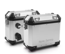 Silver Adventure Panniers for Royal Enfield Scram 440