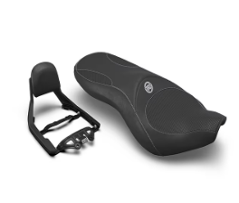 Black Deluxe Touring Dual Seat and Backrest Kit for Royal Enfield Super Meteor 650